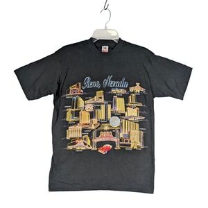 M‎ Vintage 90's Reno Nevada T Shirt Fruit of the Loom Graphic Tee Single Stitch